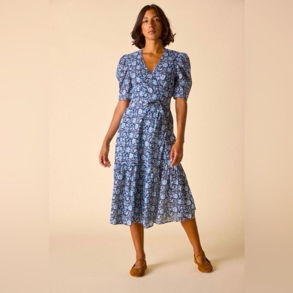 St. Roche NWT Pearl Dress Navy Beachwood Women’s Sz 2 Wrap Midi